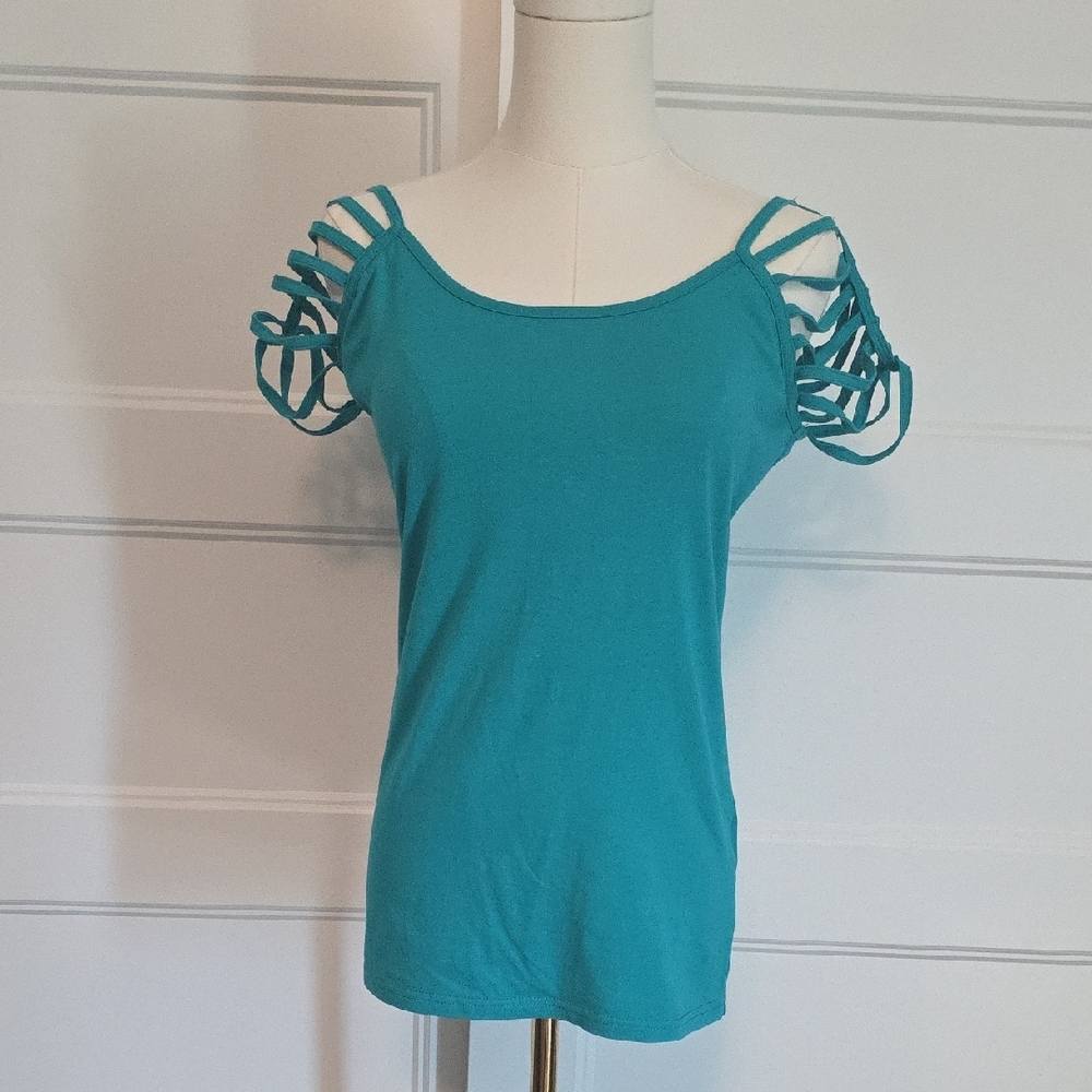 PattyBoutik Teal Strappy Women's Blouse